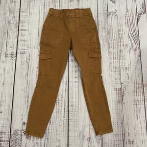 Spanx Stretch Twill Ankle Cargo Pants M Petite Honey Glow High Rise Slim